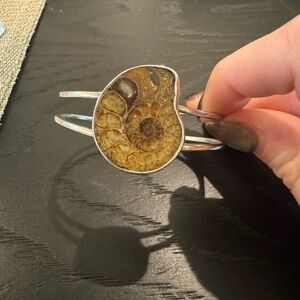 Ammonite Fossil Sterling Silver Bracelet